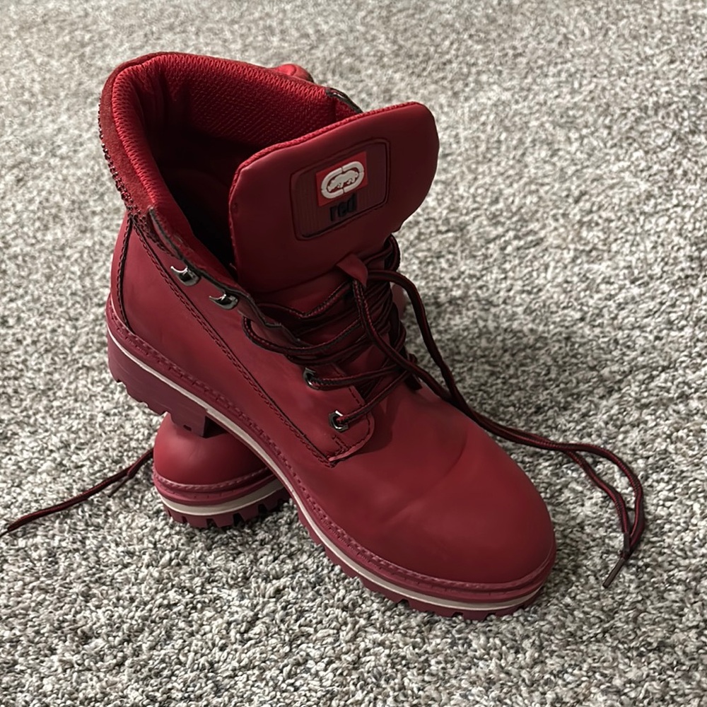 Ecko Unlimited Red Combat Moto Boots
